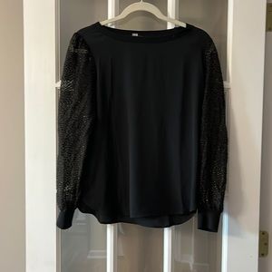 Loft soft blouse with sheer long sleeves with gold details. Small